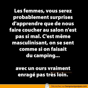 Quand les femme font dormir les homme sur le sofa