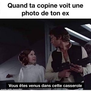 Star Wars Princesse Leia qui dit a han solo «vous êtes venus dans cette casserole»