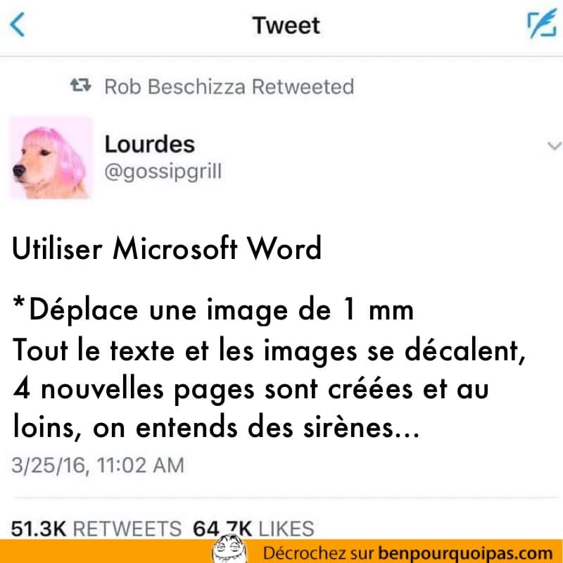 Les conséquences d'un déplacement mineur d'une image dans Microsoft Words