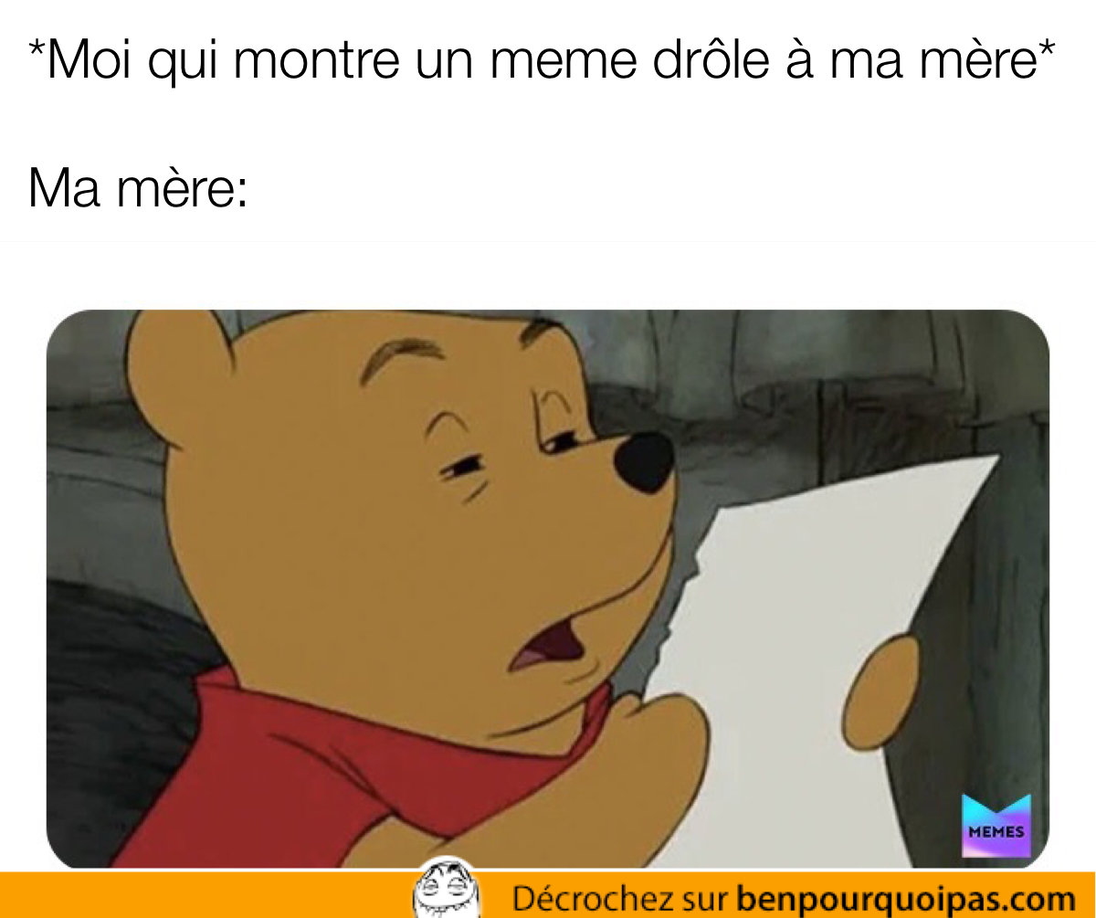 Winnie l'ourson qui tente de lire une feuille de papier