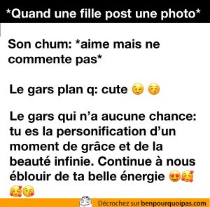 Les différentes réactions expliquées quand une fille post une photo