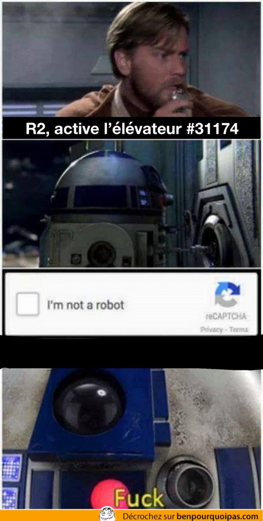 R2-D2 tente de déjouer le re-capche de google je ne suis pas un robot
