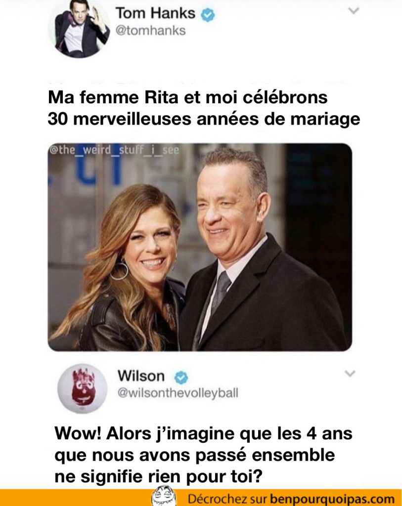 Wilson répond à Tom Hanks à propos de ses 30 années de mariage