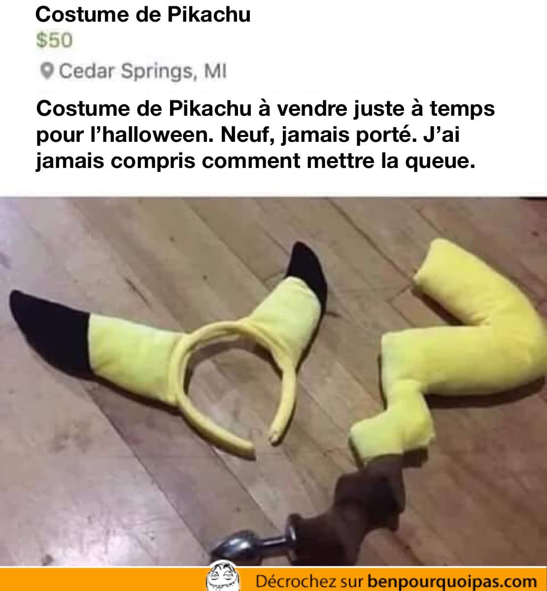 Costume de Pikachu avec un butt plug pokemon