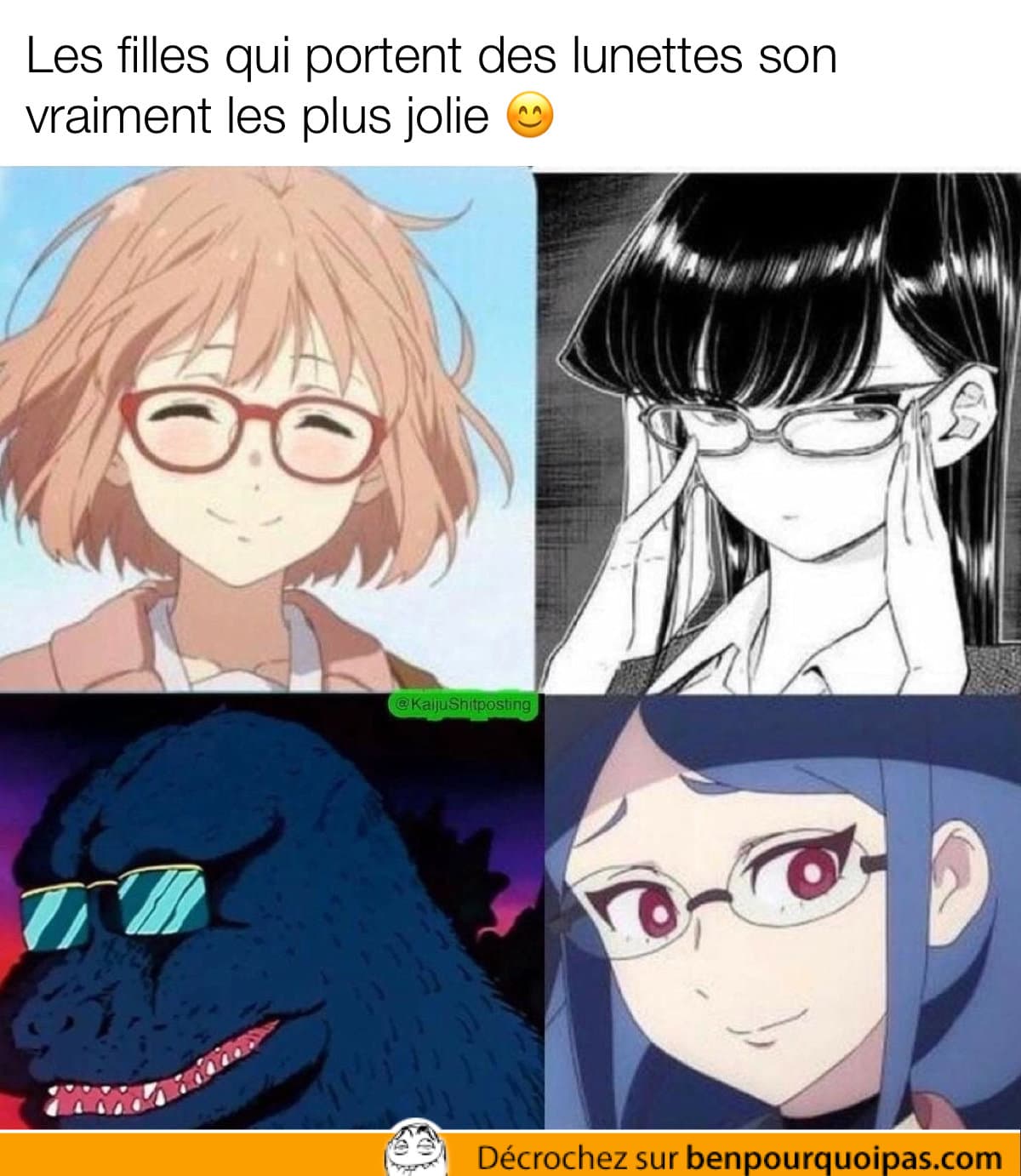 Les filles qui portent des lunettes dans les animés sont les plus jolie