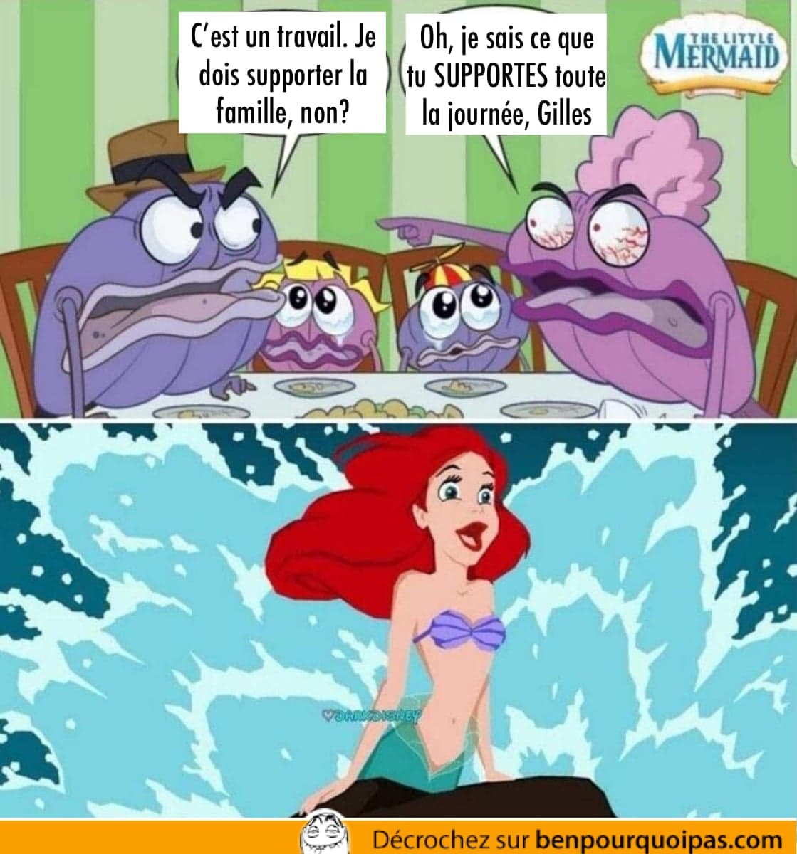 le papa coquillage travail comme soutien gorge de ariel la petite sirene