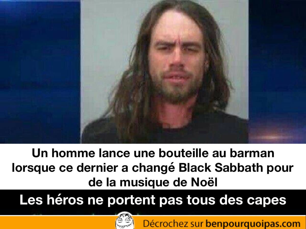 Un barman reçois une bouteille de bière parce qu'il a changer du Black Sabbath pour de la musique de Noël