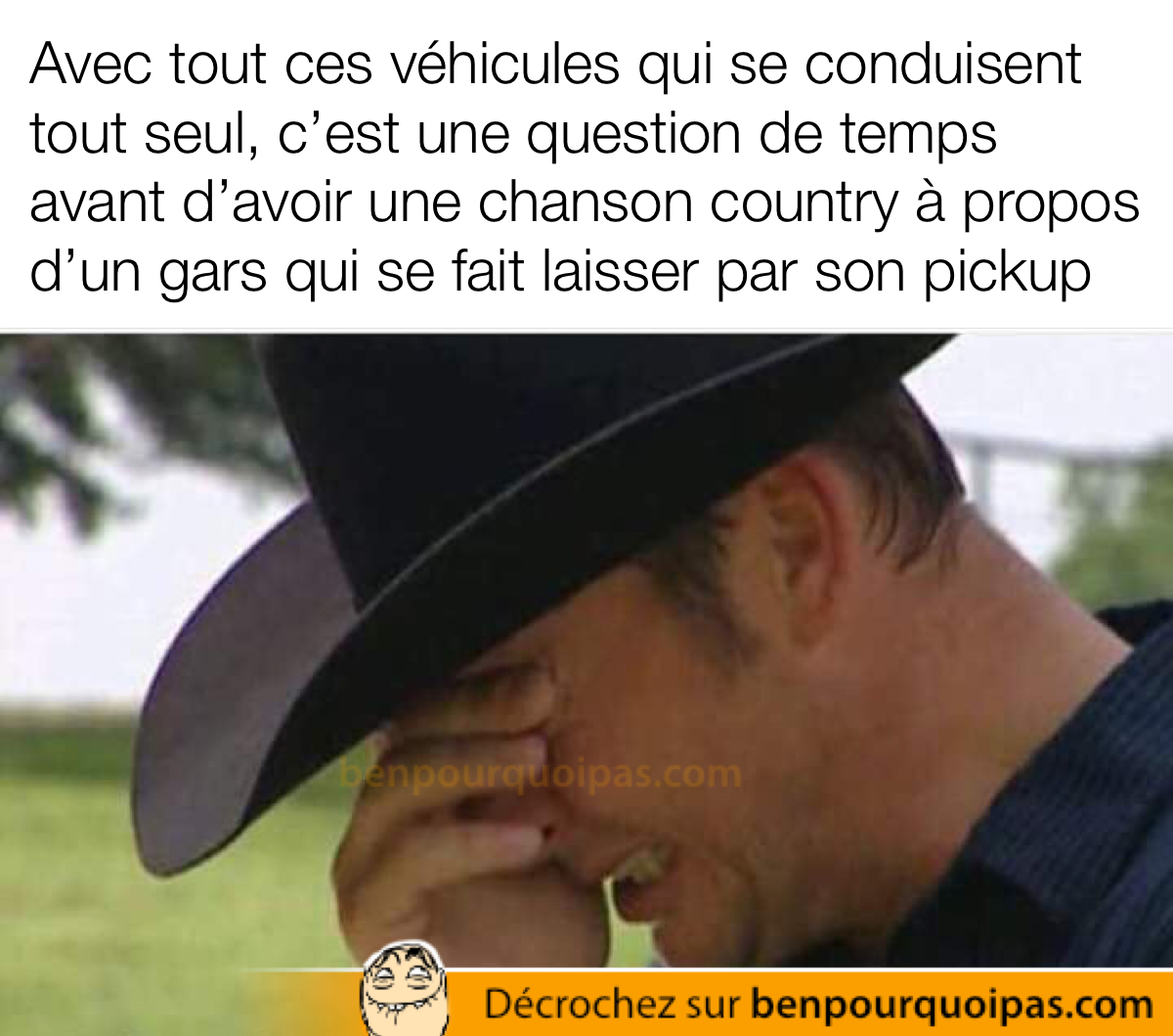 Un cowboy pleure parce que son autonome camion l'a laissé
