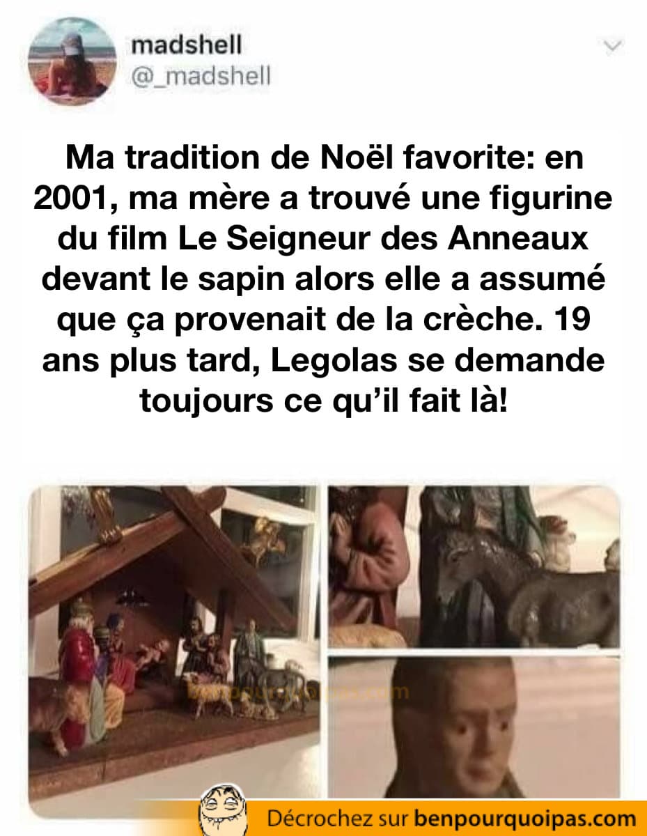 quand ta mere confond une figurine du seigneur des anneaux et la mets dans la crèche