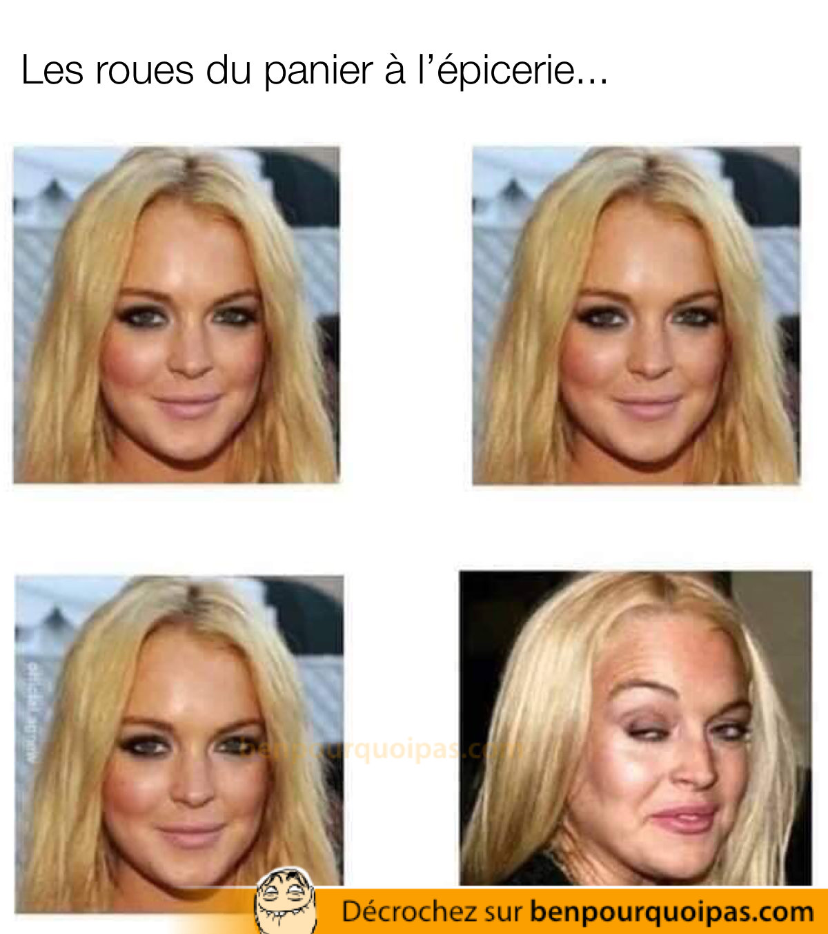 lindsay lohan représentant les roues d'un panier d'épicerie