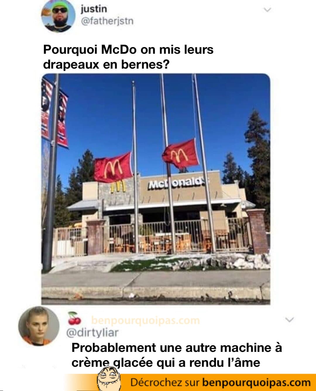 Quand McDonald's mettent leurs drapeaux en berne pour une machine à crème glacée