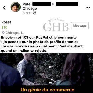 un indien offre d'aller metre des mauvais commentaires sur la photo de ton ex car etre rejete par un homme indien c'est dure