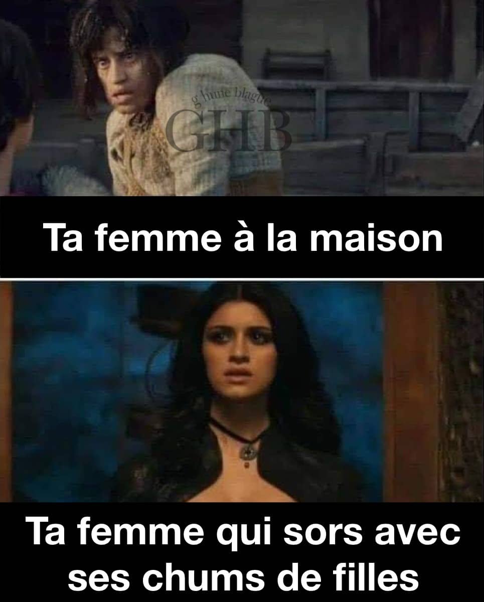 Ta femme à la maison versus quand elle sort avec ses copines - Witcher meme