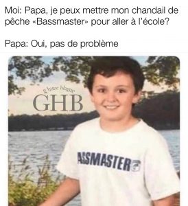 Mettre le mauvais chandail pour la photo d'école, Bassmaster devient assmaster