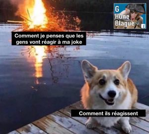 Parfois, je crois que ma blague va faire réagir mais finalement, les gens font meh!