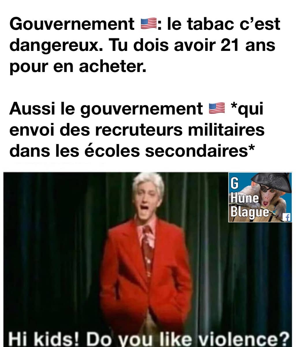 La logique du gouvernement Américain avec le tabac vs les forces armées