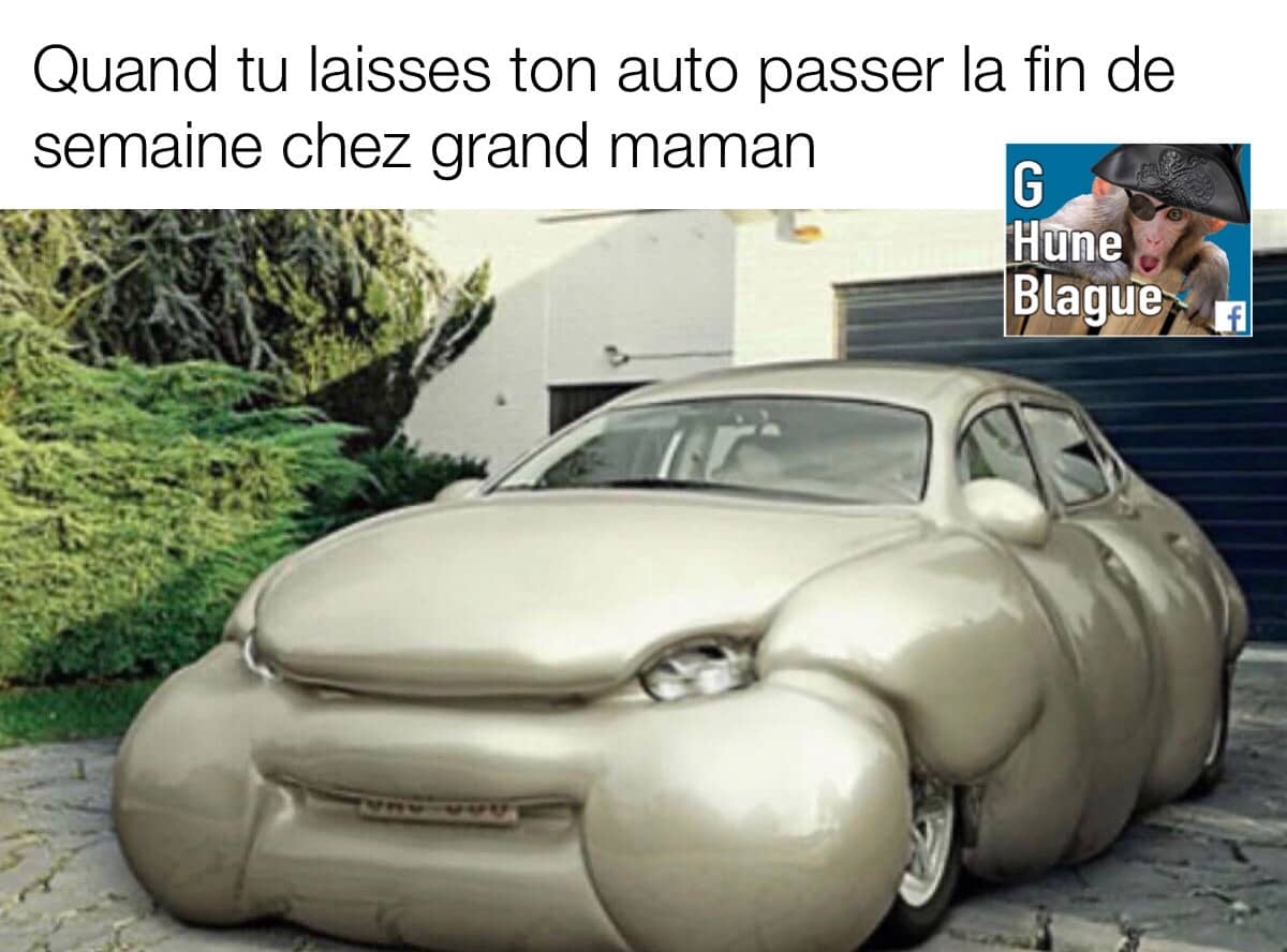 Quand les enfants reviennent d'un weekend chez grand-mère... une voiture qui semble gonflée comme un ballon