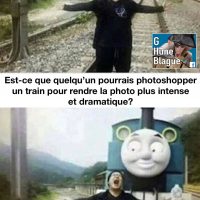 Est-ce qu'un expert en Photoshop pourrait ajouter un train pour rendre la photo dramatique