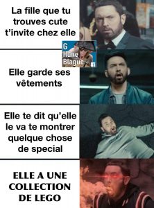 Quand la fille t'invite chez elle mais qu'elle garde ses vêtements... et te montre sa collection de blocs Lego