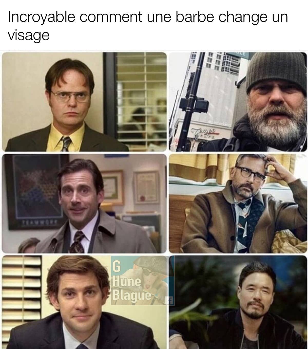 Incroyable comment une barbe change un visage. The Office meme