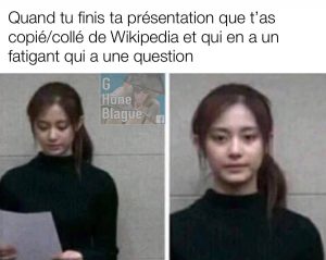Le période de question après ton exposé oral que t'as copié/collé de Wikipedia