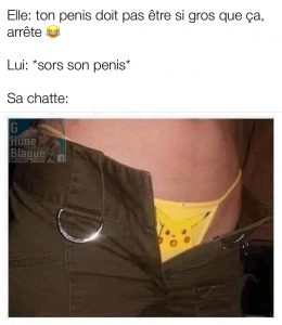 Quand la taille de l'engin est un peu plus impressionnante que prévu. pikachu surpris imprimé sur la petite culotte