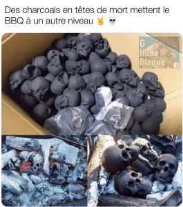 des briquettes en forme de tête de mort placent le Barbecue à un autre niveau. BBQ extrême