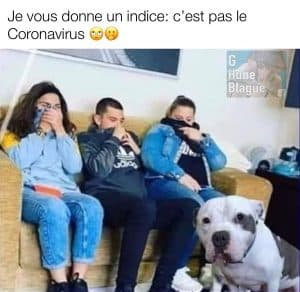 Les gens ont tous un masque mais ça n'a rien à voir avec le Coronavirus... C'est le chien qui a pété et ça pus