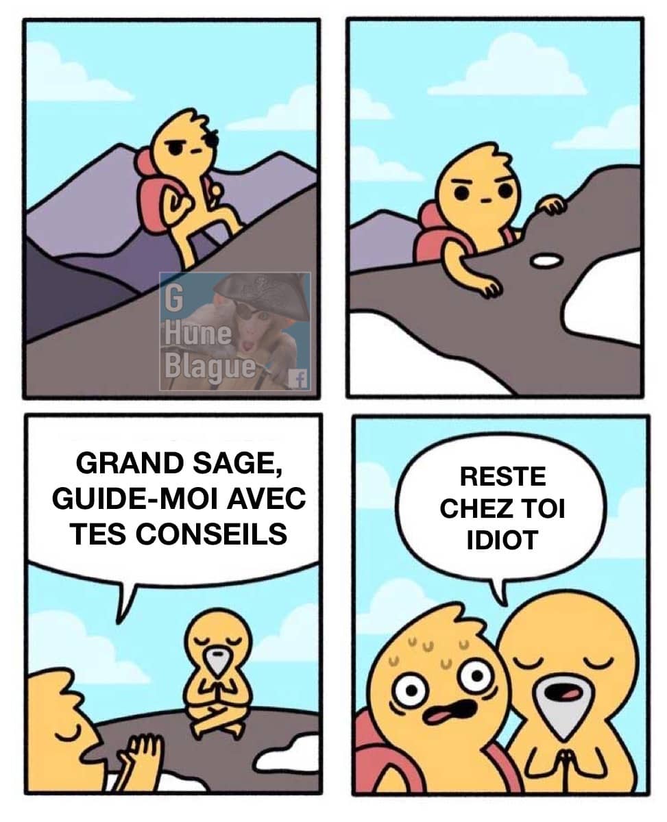 Quand tu vas consulter un sage pour des conseils et qu'il te dit quelque chose que tu devrais déjà savoir: reste chez-toi!