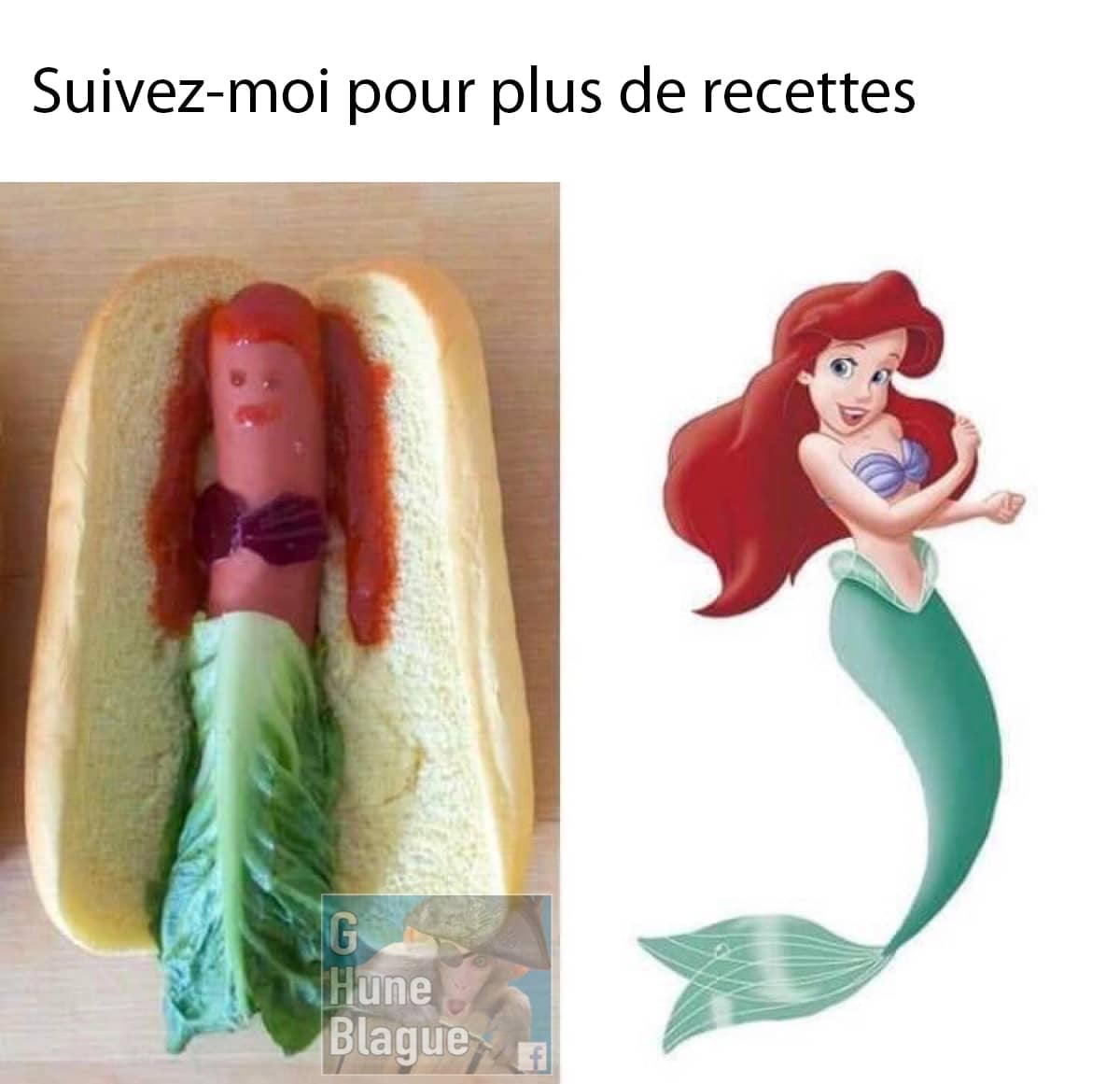 Suivez-moi pour plus d'idée recette. Une petite sirène en saucisse dans un pain hot-dog