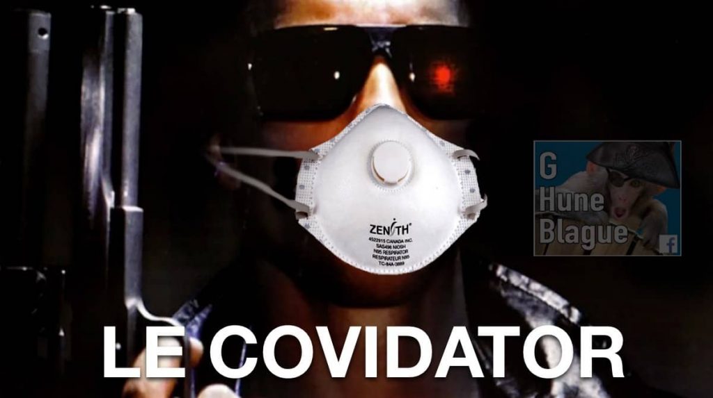 Le COVIDATOR. Terminator avec un masque n95