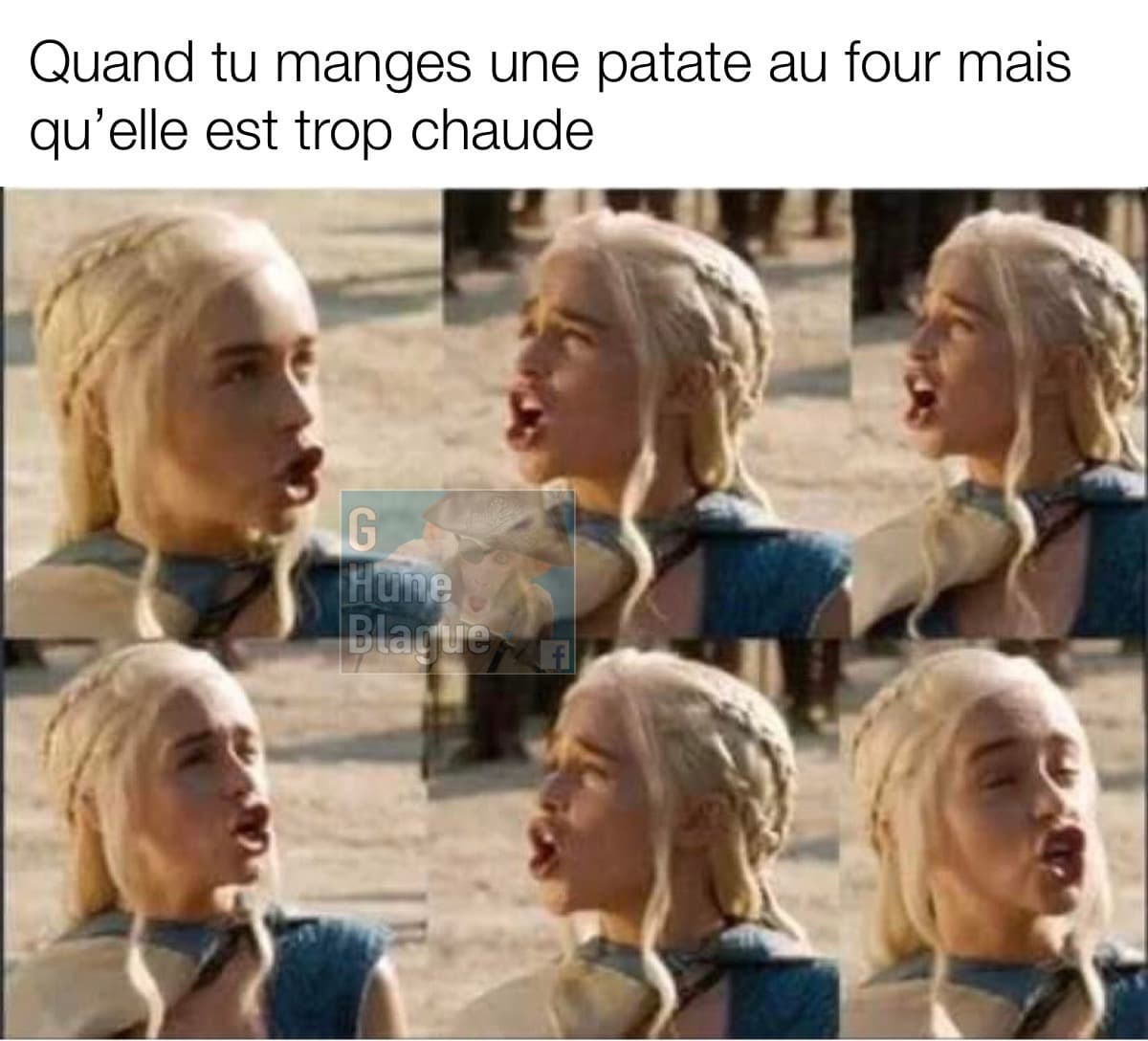 Manger une pomme de terre au four qui est trop chaude. game of thrones memes