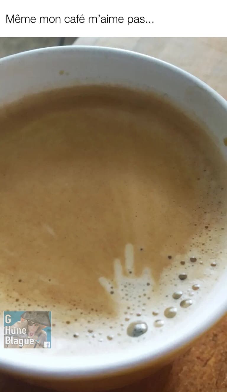 Quand ton café t'annonce une journée de merde. Il te fait un doigt d'honneur