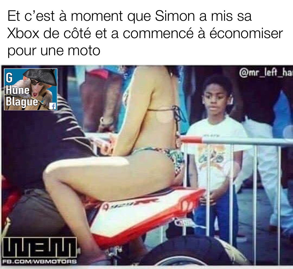 Quand les priorités changent pour le petit Simon. Il voit une belle fille sur une moto alors il économise pour s'en acheter une | humour et blague en français