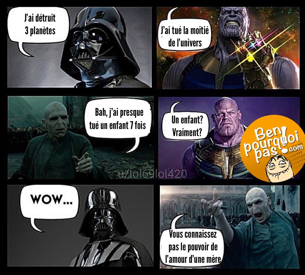 Qui est le plus méchant entre Darth Vador, Thanos et Voldemort?