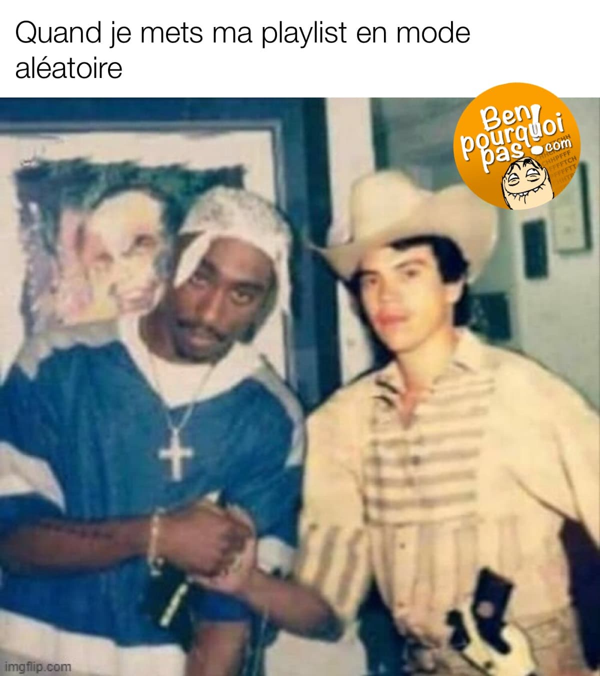 Lorsque je mets ma playlist en mode aléatoire: gangsta rap rencontre le country