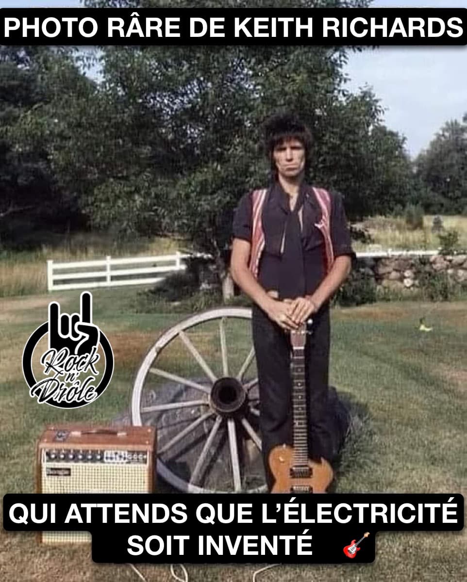 Photo râre de Keith Richards des Rolling Stones qui attends que l'électricité soit inventé