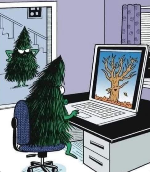 Règle 34: si ça existe, il y aura aussi une version porno! Un sapin qui se fait prendre à regarder des arbres dénudés