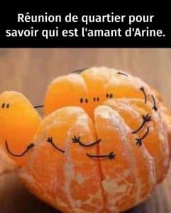 Réunion de quartier pour savoir qui est l'amant d'Arine. Ce sont des quartiers de mandarine