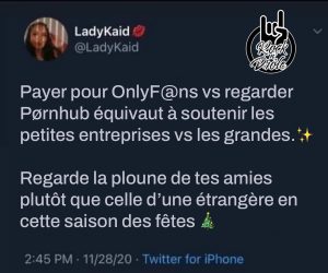 Payer pour OnlyFans vs regarder Pornhub équivaut à soutenir les petites entreprises vs les grandes