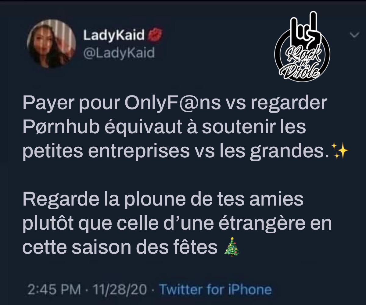 Payer pour OnlyFans vs regarder Pornhub équivaut à soutenir les petites entreprises vs les grandes