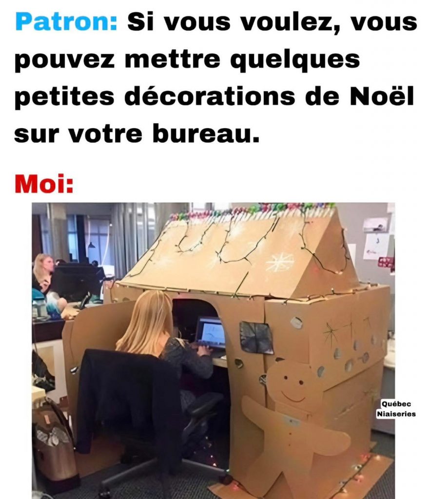On a tous ce collègue de travail qui va toujours un peu plus loins dans les décorations de noel de bureau