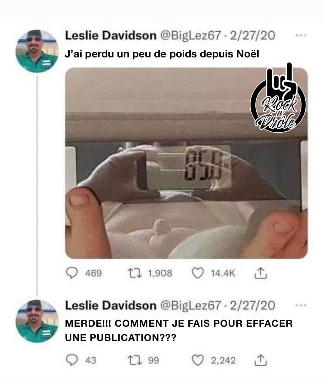 Comment on fait pour retirer une publication??! le type se pèse mais on voit un peu trop de sa personne