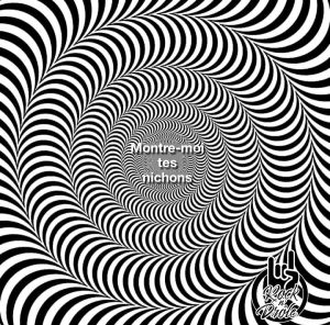 Mesdames, est-ce que ça fonctionne? Une image qui tente d'hypnotiser les dames pour qu'elles montrent leur nichons
