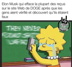 Elon Musk qui efface la plupart des reçus sur le site Web de DOGE après que les gens aient vérifié et découvert qu'ils étaient faux
