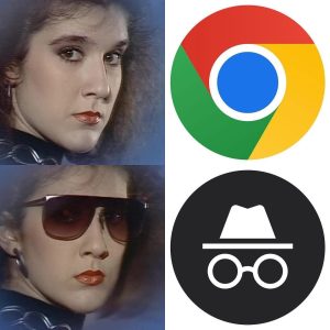 Des images qui passe au mode "incognito". Fait référence à la chanson populaire de Céline Dion Incognito