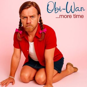 Obi Wan ... more time. Obi Wan of Star Wars kneeled as Britney Spears for the album cover Baby One More Time