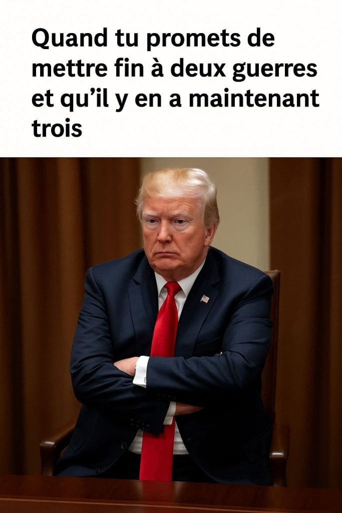 Quand tu promets de mettre fin à deux guerres et qu'il y en a maintenant trois. Donald Trump qui a un air triste