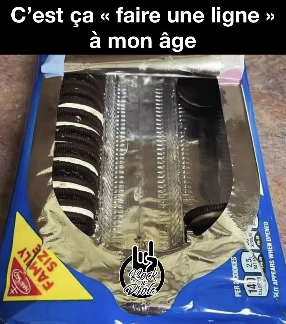 C'est ça "faire une ligne" à mon âge! Une rangée complète de biscuits Oreo