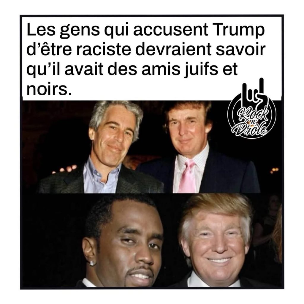 Ceux qui traitent Donald Trump de raciste ont vraiment tort. On le vois ici avec son ami juif Epstein et son ami noir PDiddy